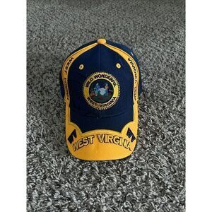 NWOT West Virginia navy blue and gold  men's hat‎